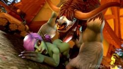 2023 3d 3d_(artwork) animal_genitalia animated ass aubreganimations blizzard_entertainment bouncing_ass deep_penetration female from_behind goblin goblin_(warcraft) goblin_female green_skin horde_(warcraft) horsecock no_sound original_character shortstack size_difference tagme tauren video warcraft world_of_warcraft