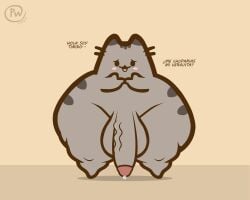 1boy asking_for_sex ass balls big_ass big_balls big_butt big_penis blush blushing bonguitoweon butt cat domestic_cat feline front_view happy heart hung leaking_precum looking_at_viewer male male_only penis precum pusheen pusheen_the_cat_(series) rule_63 shy simple_background solo solo_male tabby_cat thick_thighs thunder_thighs veiny_penis watermark whiskers wide_hips