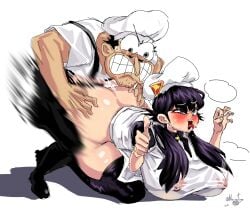 1boy 1boy1girl 1girls ahe_gao angry angry_expression angry_sex apron ass ass_grab big_ass big_breasts black_pants black_thighhighs blush blushing breasts chef_hat chef_uniform clothed_sex doggy_style erect_nipples fan_character female from_behind grabbing grabbing_ass grabbing_from_behind huge_breasts implied_penetration incest male/female motion_blur motion_lines nipples nipples_visible_through_clothing ok_sign pantless pants partially_clothed penetration peppina_and_the_magical_tower_of_pizza peppina_ramen_(ketartdragon) peppino_spaghetti pink_nipples pizza pizza_slice pizza_tower rough_sex sex shadow shirt sweat sweatdrop tagme thick_thighs thighhighs thighs thumbs_up tongue uncle_and_niece white_apron white_background white_shirt