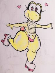 1boy bimbo champiart femboy gay heart koopa koopa_troopa male male_only mario_(series) nintendo panties penis rolla_koopa roller_skates simple_background sketch solo super_mario_bros._wonder tagme thick_ass thick_thighs trap