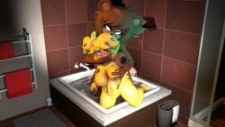 1futa 1girls 3d 3d_(artwork) anthro areolae bathtub big_breasts breasts brown_fur cally3d chica_(cally3d) chica_(fnaf) chiku chiku_(cryptia) clazzey cryptiacurves curvy duqueourtrick fazclaire's_nightclub female five_nights_at_freddy's fnaf freddy_(fnaf) fredina's_nightclub fredina_(cally3d) frenni_(cryptia) frenni_fazclaire furry futa_on_female futadom futanari nipples penetration scottgames sex stomach_bulge thick_thighs voluptuous wide_hips yellow_fur