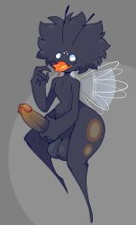 1boy antennae black_fur bug dozighost flying insectoid insects masturbation multi_eye solo tongue_out wings xavier_(dozighost)