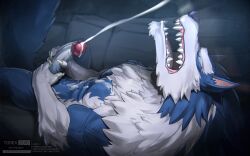 anthro balls bara barazoku blue_fur boner cum darkstalkers erection furry jon_talbain male male_only masturbation muscles muscular muscular_male nude orgasm penis solo solo_male todex werewolf white_fur wolf