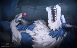 anthro balls bara barazoku blue_fur boner darkstalkers erection furry jon_talbain male male_only masturbation muscles muscular muscular_male nude penis precum solo solo_male todex werewolf white_fur wolf