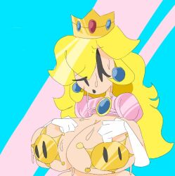 alternate_breast_size big_breasts breasts_bigger_than_head covered_nipples huge_breasts japansadface mario_(series) naked nintendo nude pasties princess_peach super_mario_sunshine wet_breasts