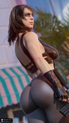 1girls 3d ass assault_rifle back_view big_ass big_butt brown_hair darkmen3110 fat_ass fit_female gloves green_eyes gun hourglass_figure metal_gear metal_gear_solid metal_gear_solid_v pale-skinned_female pale_skin quiet_(metal_gear) skimpy skimpy_clothes solo thick thick_ass thick_lips thick_thighs tight_clothing voluptuous wide_hips yoga_pants