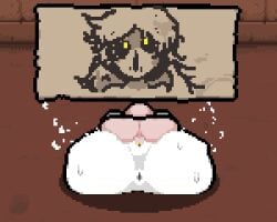 animated big_ass big_butt cum delirium_(the_binding_of_isaac) female huge_ass isaac_(the_binding_of_isaac) liquid mating_press missionary_position ranbow sex size_difference smaller_male the_binding_of_isaac white_body white_skin yellow_eyes