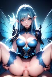 ai_generated anal anal_sex blue_hair elf_ears fairy fairy_wings fantasy looking_at_viewer magical_girl medieval medieval_fantasy original_character pov pov_eye_contact stable_diffusion taliredmint