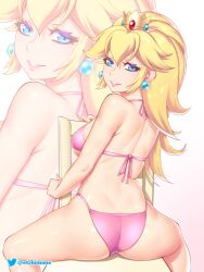 ass blonde_hair etchimune female female_only mario_(series) nintendo princess_peach sideboob solo tagme