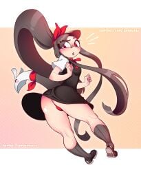 accidental_exposure amaichix ass flustered gaghiel_(diives) jumper looking_at_viewer panties school_uniform