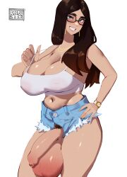 1futa balls belly belly_button big_balls big_breasts big_penis blue_eyes blush blushing breasts brown_hair busty clothed clothing curvaceous curves curvy curvy_body curvy_figure dick dickgirl earrings flaccid flaccid_penis foreskin futa_only futanari glasses horny huge_balls huge_breasts huge_cock human hung hung_futanari jean_shorts jeans jewelry karasuart07 keyla_(karasuart07) large_balls large_breasts large_penis light-skinned_futanari light_skin long_hair long_penis midriff midriff_baring_shirt mostly_clothed necklace nipples nipples_visible_through_clothing penis penis_out pubic_hair pubic_hair_peek revealing_clothes short_shorts shorts slutty_outfit smile smiling smooth_balls smooth_penis solo standing testicles thick thick_thighs thighs tummy unbuttoned_shorts uncircumcised uncut unretracted_foreskin