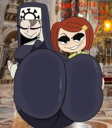 ass ass_grab ass_worship big_ass double_(skullgirls) grojband huge_ass laney_penn nun skullgirls tagme text theslashfive