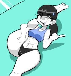 1girls abs barefoot black_hair clothed clothed_female eks-out female female_only flexible gym_uniform leg_up legs_behind_head open_mouth open_smile smile solo solo_female splits sports_bra tagme thick_thighs wide_hips wii_fit wii_fit_trainer yoga