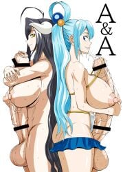 2futas albedo_(overlord) aqua_(konosuba) areolae autofellatio autopaizuri autosexual back_to_back balls ballsack bar_censor big_breasts breasts censored completely_nude crossover duo erection foreskin foreskin_folds futa_only futanari gorigori222 horns huge_balls huge_cock human humanoid intact kono_subarashii_sekai_ni_shukufuku_wo! light-skinned_futanari light_skin long_foreskin long_hair looking_at_another nipples nude overlord_(maruyama) penis retracted_foreskin scrotum shaved_crotch side_view standing succubus testicles toony uncut unretracted_foreskin veiny_penis white_hair