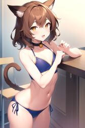 1boy ai_generated blue_bikini felix_argyle femboy light-brown_hair light-skinned_femboy light-skinned_male open_mouth orange_eyes re:zero_kara_hajimeru_isekai_seikatsu trap