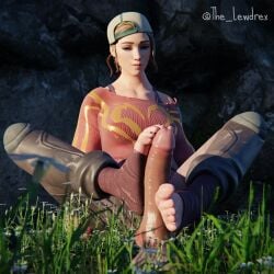 1girls 3d alternate_version_available barefoot baseball_cap blender bottomwear bra clothed clothing dildo dirty_feet epic_games feet female female_only foot_fetish footjob fortnite freckles freckles_on_face front_view ginger ginger_hair grass haven_(fortnite) headwear highres lewdrex light-skinned_female light_skin looking_at_viewer outdoors outside pants sex_toy shadow shirt sitting solo solo_focus sun sunlight topwear watermark