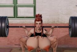 3d 3d_animation alternate_version_available animated big_breasts breasts brigitte brocobich huge_breasts large_breasts overwatch shorter_than_one_minute squatting tagme video