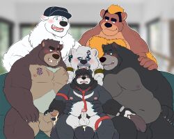 5:4 anthro balls baloo bear black_bear blush bodily_fluids brown_bear brown_body brown_fur clothed clothing digital_media_(artwork) erection etalus extracurricular_activities fur furniture genitals grizzly_bear group hair harold_grifter heterochromia hi_res humanoid hybrid kosukerw krousser league_of_legends living_room male male/male mammal meme moon_bear musclegut muscular muscular_male nipples nude open_mouth overweight overweight_male penis polar_bear riot_games rivals_of_aether sex simple_background size_difference sloth_bear smile smirk sofa tharsix the_jungle_book tongue ursine volibear white_body white_fur