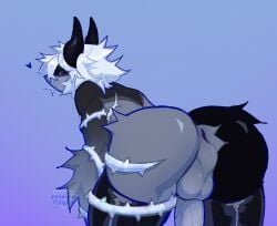 anthro anus artist_pebbleddragon ass ass_up ball balls balls_hang bent_over big_butt big_penis black_horn blue blue_eyes clothing cock_hanging consensual cropped cute_expression dick_vein dragon fluffy fur furry genitals girly glistening glistening_butt goth gray grey hair heart hi_res hole_(disambiguation) horn invalid_tag legwear looking_at_viewer looking_back looking_back_at_viewer looking_pleasured lust lustful lustful_eyes lustful_gaze male male/male monster muscular_thighs pebbleddragon penis purple red_eyes shiny_(disambiguation) sketchy solo spikes spikey spread_butt spreading submissive submissive_anthro submissive_male tailless teasing thick_thighs thigh thigh_highs thorns unknown_species vein veiny_penis white_hair