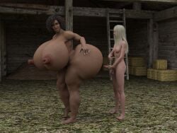 3d accidental_sex barefoot barn big_ass big_breasts clothed clothing completely_nude dark-skinned_female daz3d daz_studio dickgirl dzcelestial3d exhibitionism feet female female_only futa_on_female futanari gynomorph hyper_ass hyper_breasts hyper_lips intersex light-skinned_futanari lips masturbating masturbation nude outside petite presenting smaller_futanari teleportation tired