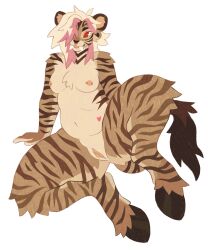 2023 absurd_res anthro belly black_nose blonde_hair breasts brown_body brown_ears brown_fur brown_hooves brown_stripes brown_tail brown_tail_tuft chubby_anthro chubby_female countershading digital_media_(artwork) equid equine facial_piercing fangs felid female full-length_portrait fur hair hand_on_ground heart_(marking) hi_res highlights_(coloring) hooves hybrid knee_tuft leg_tuft lion mammal micerunt multicolored_body multicolored_fur multicolored_hair navel nose_piercing nose_ring pantherine piercing pink_hair pink_highlights pink_inner_ear portrait red_eyes ring_piercing sabertooth_(anatomy) sitting slightly_chubby solo striped_arms striped_legs stripes tail tan_belly tan_body tan_breasts tan_countershading tan_fur tan_hair teeth tuft two_tone_body two_tone_fur two_tone_hair yakpup zebra