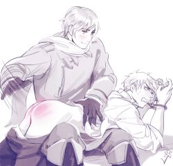 2boys axis_powers_hetalia bdsm bondage cuffs gay gilbert_weillschmidt handcuffs ivan_braginski male maledom malesub no_visible_genitalia pants_down prussia_(hetalia) restrained russia_(hetalia) spank_marks spanking vuri yaoi