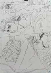 2boys censored_penis gay jojo's_bizarre_adventure jotaro_kujo male male/male male_only oral penis stand_(jjba) standcest star_platinum stardust_crusaders traditional_media_(artwork) yaoi