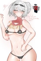 1girls big_thighs crop_top eternal_towers_of_hell juke's_towers_of_hell lace lingerie liu06 medium_breasts obby obbyist octawave partially_clothed reference_image roblox roblox_avatar robloxian self_upload shadow_obbyist sunglasses_on_head sweatdrop sweating sweating_female top_towers_community white_hair