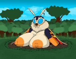 1girl big_breasts godzilla_(series) kaiju monster_girl moth mothra mothra_(series) mud muddy nipples qsmanipu solo