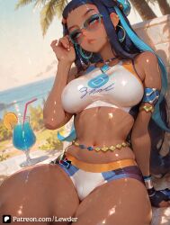 1girls ai_generated black_hair blue_hair big_ass big_breasts bracelet brown_body brown_skin cute cute_face dark-skinned_female dark_skin earrings female female_on_cloth female_focus hi_res lewder model multicolored_hair nessa_(pokemon) nintendo nude closed_mouth penetration pokemon pokemon_ss saliva sex submissive_female sweatdrop thick_ass thick_thighs wide_hips younger_female