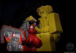 1boy 1girls 3d areolae ass balls battler_(the_battle_bricks) breasts crazy_chemist_(the_battle_bricks) erection nipples penis reference_image roblox roblox_game robloxian tagme tbbfanatic the_battle_bricks tumore