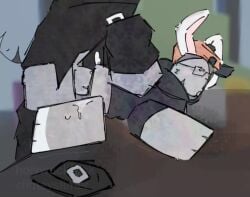 2boys anal animated bad_art belly_bulge big_dom_small_sub blocky_anatomy blocky_body blush builderman bunny_boy cum cum_in_ass doggy_style gay gay_sex half-dressed looping_animation no_sound office_sex on_table pants_down penis_in_ass pounding remake roblox roblox_(character) roblox_admins roblox_avatar robloxian rough_sex shorter_than_5_seconds side_view slimeyslimer sweat tagme tails video