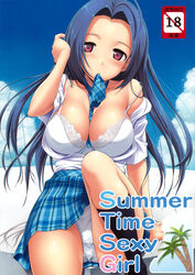 bra cleavage comic_cover cover_page english_text idolmaster jenoa_cake miura_azusa open_clothes open_shirt panties shirt takayaki