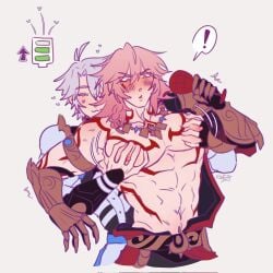 2boys boob_squish breast_grab breast_grope breast_massage gay honkai:_star_rail mydei_(honkai:_star_rail) pervert phaidei_(honkai:_star_rail) phainon_(honkai:_star_rail) yaoi
