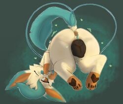 animal_genitalia animal_vulva anus anus_focus big_butt brown_body brown_eyes brown_fur brown_genitals butt canid canine canine_genitalia canine_vulva eeveelution eyes_closed female feral fur generation_4_pokemon genital_focus genitals green_body green_nipples heart_symbol hi_res in_heat jozzdagoat leaf leafeon mammal nintendo nipples paws pokemon pokemon_(species) presenting presenting_hindquarters quadruped solo tongue tongue_out vulva vulva_focus white_body white_fur