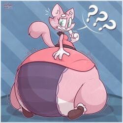 shima_luan super_planet_dolan sadiethetooncat hyper hyper_ass monobutt panties anthro feline anthro_female 1girls pink_fur huge_ass solo solo_female ass_focus clothed dress skirt