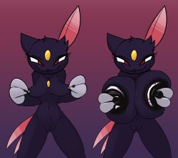2026 2_claws 4chan_anon absurd_res anthro anthrofied areola bedroom_eyes big_areola big_breasts biped black_areola black_nipples black_vulva breast_squeeze breasts chest_gem claws cute_fangs digital_drawing_(artwork) digital_media_(artwork) eyebrows eyelashes fangs female female_anthro forehead_gem front_view fur gem generation_2_pokemon genitals glistening glistening_areola glistening_genitalia glistening_nipples glistening_vulva gradient_background hand_on_breast hi_res holding_breast huge_breasts humanoid_genitalia humanoid_vulva iris looking_at_viewer mismatched_sexual_dimorphism multiple_images narrowed_eyes navel nintendo nipple_fetish nipple_pinch nipple_play nipples nude nude_anthro nude_female pinch pokemon pokemon_(species) pokemorph pupils purple_body purple_fur red_eyes seductive shaded simple_background small_breasts smile smiling_at_viewer sneasel solo squeezing standing tail teeth unknown_artist vulva white_claws white_sclera