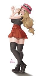 1girls achromaru aged_up alternate_breast_size ass blonde_hair blue_eyes breasts bubble_ass bubble_butt disappearing_clothes female game_freak hat huge_ass large_breasts long_hair nintendo pokemon pokemon_xy serena_(pokemon) serena_(pokemon_games) shoes simple_background sneakers solo strip_game twitter_strip_game white_background embarrassed_nude_female enf embarrassed humiliation animated suddenly_naked naked nude forced_nudity assisted_exposure skirt shirt panties