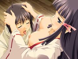 black_hair blush breasts game_cg hanayashiki_koruri long_hair miko tagme watashi_ni_konya_ai_ni_kite_2