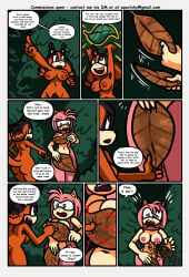 2026 absurd_res amy_rose anthro areola armpit_hair badger belly big_breasts blue_eyes body_hair breasts brown_armpit_hair brown_body brown_fur brown_pubes comic covering covering_breasts covering_crotch covering_self covering_vulva dialogue duo english_text eulipotyphlan female forest fur green_eyes hair hedgehog hi_res himitsu leaf mammal multiple_scenes mustelid musteline nipples nude nude_anthro nude_female orange_body orange_fur pink_areola pink_body pink_fur pink_hair pink_nipples pink_quills plant pubes quills_(anatomy) sega sonic_boom sonic_the_hedgehog_(series) speech_bubble sqootshy sticks_the_jungle_badger tan_arms tan_belly tan_breasts tan_hands tan_inner_ear text tree