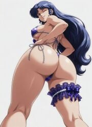 b-ko_daitokuji project_a-ko anime indigo_hair indigo_eyes stripper stripper_clothes revealing_clothes revealing_outfit posing_for_the_viewer posing ai_generated ai_art big_ass big_butt big_booty pawg phat_ass plump_ass plump