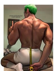 ass big_ass green_hair male male_ass male_only muscular_bottom muscular_male novak_rouge one_piece one_piece_(live_action) roronoa_zoro solo underpants