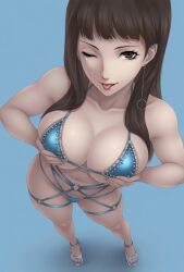 kuon_ichinose persona_5 persona brown_hair stripper_clothes revealing_clothes revealing_outfit posing posing_for_the_viewer ai_art ai_generated