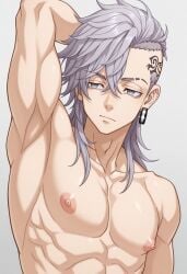 1boy 1male ai_generated bara big_penis bottom_pov civitai enticing gay gay_male illustrious_(stable_diffusion) implied_sex male male_focus male_only male_prey nude queer stable_diffusion sweat sweating tied_up tokyo_revengers yaoi black_and_white showing_off jerking jerkingoff one_arm_up arms_behind_head smirking_at_viewer smirking smirk tongue_out mitsuya_takashi takashi_mitsuya