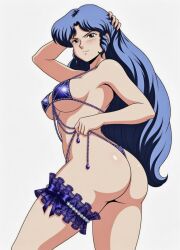 b-ko_daitokuji project_a-ko anime indigo_hair indigo_eyes stripper stripper_clothes revealing_clothes revealing_outfit posing_for_the_viewer posing ai_generated ai_art big_ass big_butt big_booty