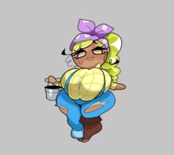 1girls 2023 cookie_run cookie_run_ovenbreak green_hair huge_breasts no_nude ripped_pants shine_muscat_cookie thick_thighs tight_clothing tinysolar