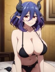 1girls 2023 ai_generated anime_nose breasts_bigger_than_head cleavage clothed_female curvaceous curvy_body curvy_female female_only horned_female horned_humanoid horns huge_breasts kinsou_no_vermeil lingerie milf pointy_ears stable_diffusion succubus succubus_horns vermeil vermeil_(kinsou_no_vermeil) vermeil_in_gold voluptuous voluptuous_female