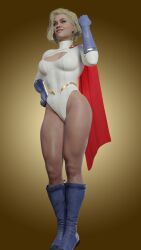 1girls 3d big_breasts blender blonde_hair blue_boots blue_eyes blue_gloves boob_window boots cape dc dc_comics female female_only fisherman fully_clothed gloves injustice_2 kara_zor-l karen_starr kryptonian leotard light-skinned_female light_skin power_girl red_cape short_hair solo superman_(series) white_leotard