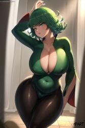 1girls ai_generated big_breasts female green_eyes green_hair one-punch_man plump plumpart tatsumaki