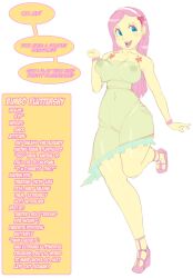 1girls annon areolae areolae_visible_through_clothing ass bimbo breasts english_text equestria_girls female female_only fluttershy_(eg) fluttershy_(mlp) friendship_is_magic hasbro high_heels huge_ass huge_breasts khreis midriff my_little_pony navel nipples nipples_visible_through_clothing revealing_clothes see-through see-through_clothing smile solo solo_female straight_hair text thick_lips thick_thighs wide_hips